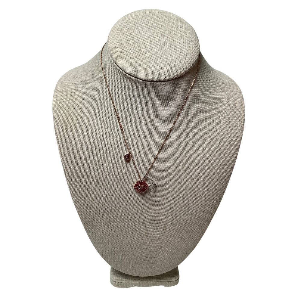 Swarovski Rose Gold Plated Mine Lip Red Crystal Lips Pendant Necklace A7-67